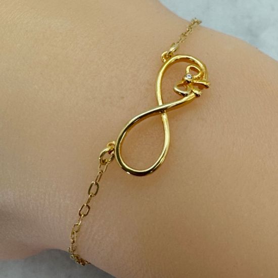 Wholesale 22K Gold Over 925 Sterling Silver Large Infinity Connector with CZ Stone Bow Pendant (1 pc)