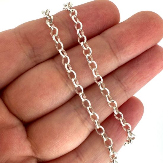Wholesale Sterling Silver Bulk Chain - 3.2mm Diamond Cut Rolo Chain (sold per foot)