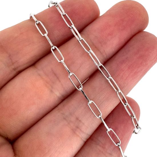 Wholesale Rhodium Over 925 Sterling Silver 6.2x2.5mm Rectangle Long Box Chain - Unfinished Bulk Chain (sold per foot)