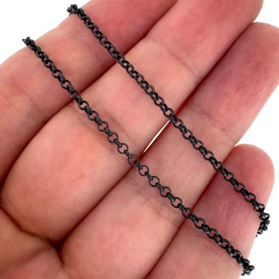 Wholesale Oxidized Sterling Silver Bulk Chain - 2mm Rolo Chain (sold per foot)