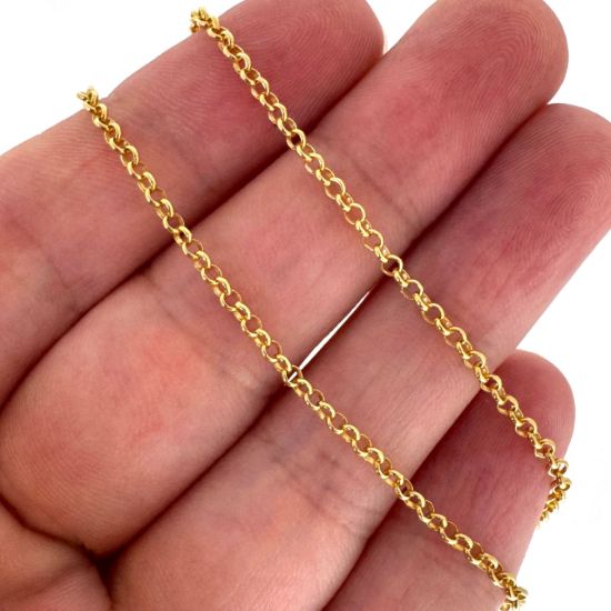 Wholesale 22k Gold Over 925 Sterling Silver 2mm Rolo Chain - Bulk Unfinished (sold per foot)