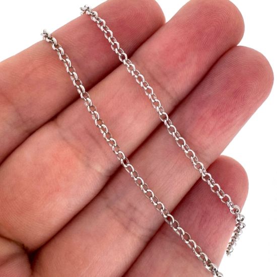 Wholesale Rhodium Over 925 Sterling Silver Bulk Chain - 2mm Rolo Chain (sold per foot)