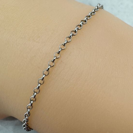 Wholesale Rhodium Over 925 Sterling Silver Bulk Chain - 2mm Rolo Chain (sold per foot)