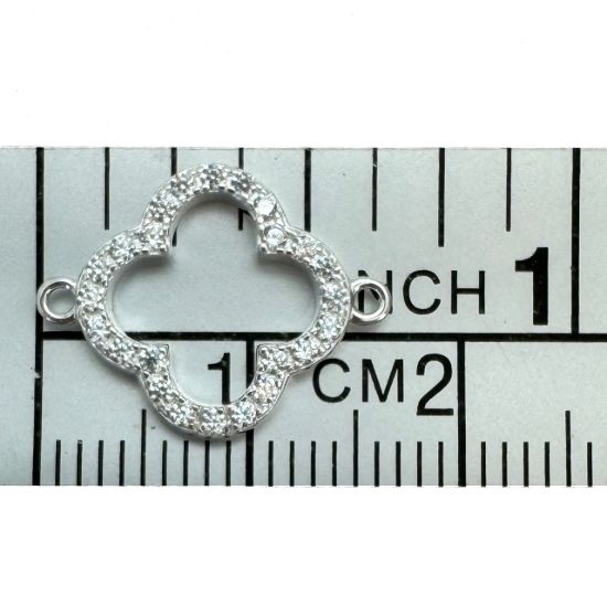 Wholesale 925 Sterling Silver Clover Connector with CZ Stones - 13mm (sold per piece)