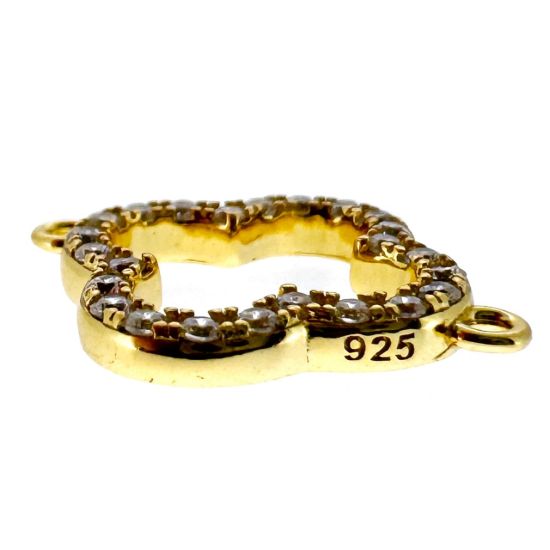 Wholesale Gold Over Sterling Silver Clover Connector with CZ Stones - 13mm (sold per piece)