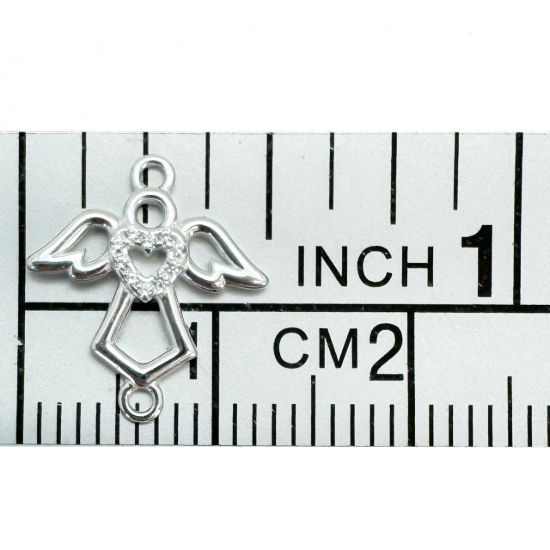 Wholesale 925 Sterling Silver Angel Connector with CZ Heart - 10mm (sold per piece)