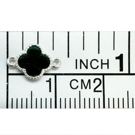 Wholesale 925 Sterling Silver Clover Shaped Malachite Connector - 7.5mm (sold per piece)