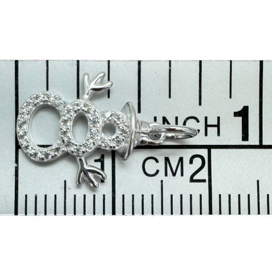 Wholesale 925 Sterling Silver Snowman Charm with CZ Stones - 15mm (sold per piece)