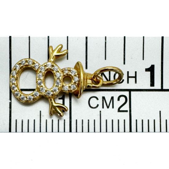 Wholesale Gold Over 925 Sterling Silver Snowman Charm with CZ Stones - 15mm (sold per piece)