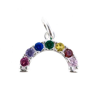 Wholesale 925 Sterling Silver Rainbow Charm With CZ Stones - 8.5mm (sold per piece)