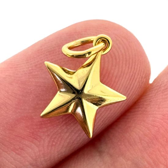 Wholesale Gold Over 925 Sterling Silver 3D Star Charm - 9mm (sold per piece)