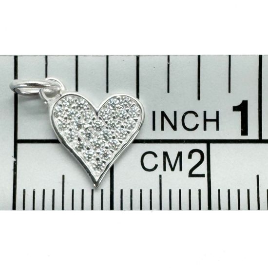 Wholesale 925 Sterling Silver Heart Charm with CZ Stones - 10mm (sold per piece)