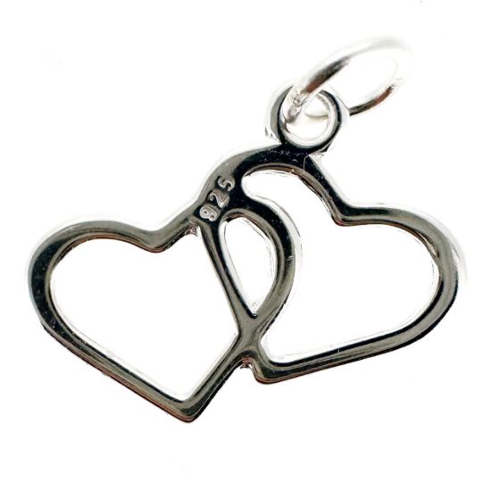 Wholesale 925 Sterling Silver Double Heart Charm  - 13x16mm (sold per piece)