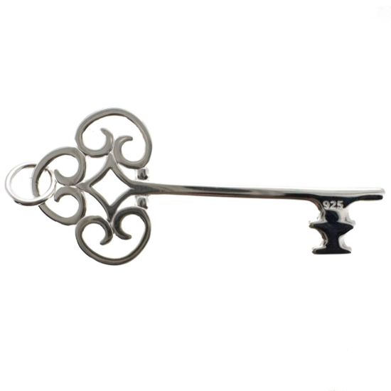 Wholesale 925 Sterling Silver Skeleton Key Charm - 35mm (sold per piece)