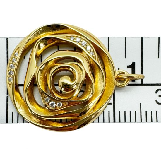 Wholesale Gold Over 925 Sterling Silver Unique Rose Silhouette Charm with CZ Stones - 20mm (sold per piece)