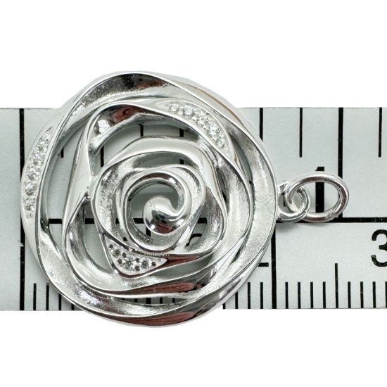Wholesale 925 Sterling Silver Unique Rose Silhouette Charm with CZ Stones - 20mm (sold per piece)
