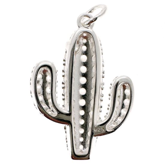 Wholesale 925 Sterling Silver Cactus Charm with CZ Stones - 19.5mm (sold per piece)