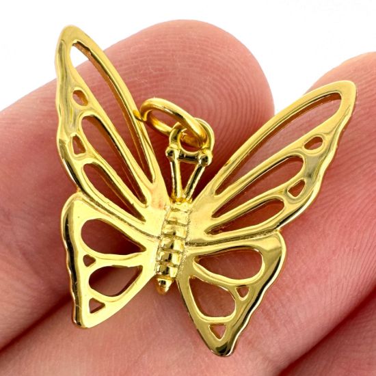 Wholesale Gold Over 925 Sterling Silver Butterfly Charm - 19mm (sold per piece)