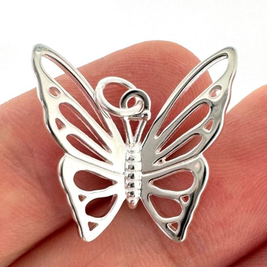 Wholesale 925 Sterling Silver Butterfly Charm - 19mm (sold per piece)