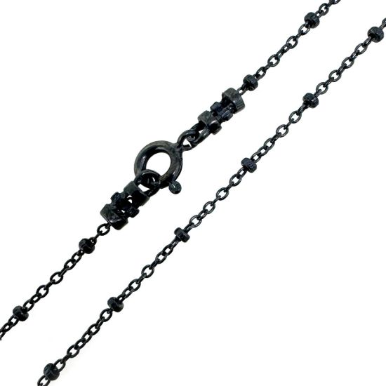 Wholesale Oxidized 925 Sterling Silver Bulk Chain - 1.8mm Ball Satellite Chain (Sold per foot)