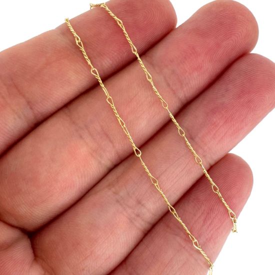 Wholesale Gold Over Sterling Silver Fancy Twisted Link Chain, Unfinished Bulk Chain - 7mm (sold per foot)
