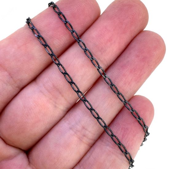 Wholesale Oxidized 925 Silver Silver Unfinished Bulk Chain - 2x4mm Diamond Cut Curb Chain - (sold per foot)
