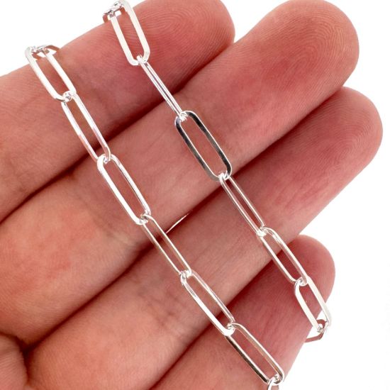 Wholesale 925 Sterling Silver 10x3mm Paperclip Chain - Unfinished Bulk Chain - (sold per foot) 