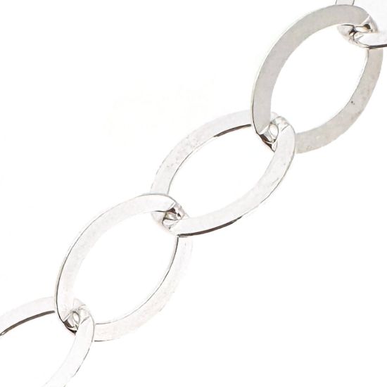 BalliSilver Sterling Silver 925 Flat Oval Cable Chain – 2.5x3.5mm – Sold By The Foot (Bulk)