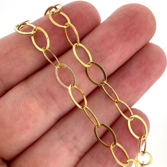 Wholesale Gold Over 925 Sterling Silver 6x8mm Big Round Flat Oval Cable Chain - Unfinished Bulk Chains - (sold per foot)