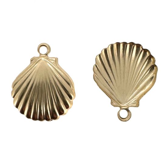 Wholesale 1/20 14K Gold Filled Clam Shell Charm - 13.5mm (sold per piece)