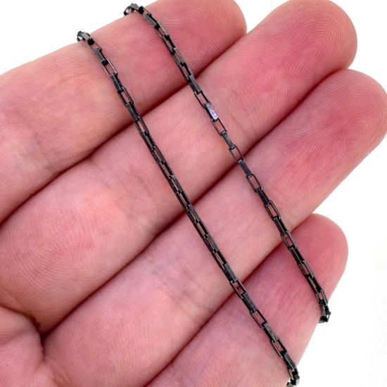Wholesale Oxidized Sterling Silver Bulk Chain - 1.5x3mm Small Long Box Chain (sold per foot)