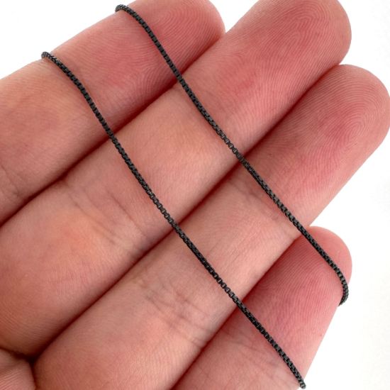 Wholesale Oxidized 925 Sterling Silver 0.8mm Tiny Box Beading Chain - Unfinished Bulk Chain - (sold per foot)