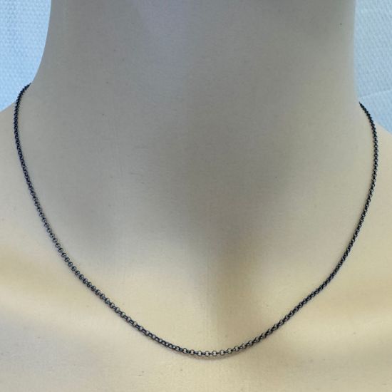 Wholesale Dark Oxidized Sterling Silver Finished Jewelry Chain - 1.3 mm Rolo Chain