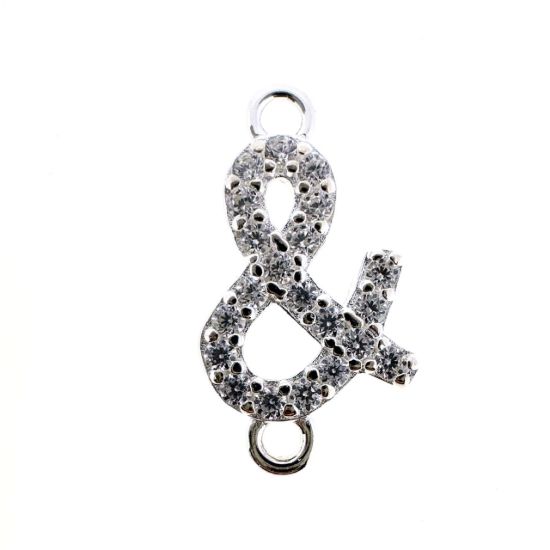 Wholesale 925 Sterling Silver Tiny Ampersand Connector with CZ Stones - 12.5mm (sold per piece)