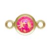 Wholesale 1/20 14k Gold Filled Fancy 4mm Smooth Pink Bello Opal-Flat Back Tiny Round Bezel Connectors