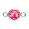 Wholesale 925 Sterling Silver Fancy 4mm Smooth Pink Bello Opal - Flat Back Tiny Round Bezel Connectors