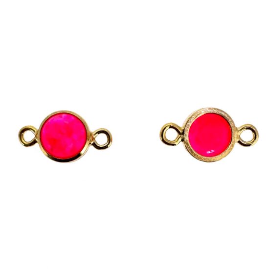 Wholesale 1/20 14k Gold Filled Fancy 4mm Smooth Pink Bello Opal-Flat Back Tiny Round Bezel Connectors