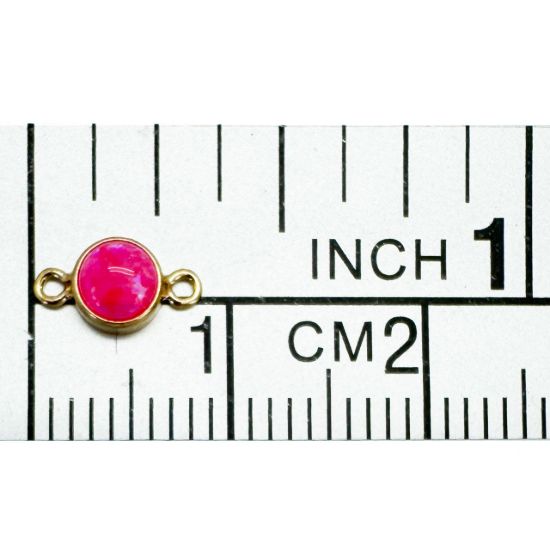 Wholesale 1/20 14k Gold Filled Fancy 4mm Smooth Pink Bello Opal-Flat Back Tiny Round Bezel Connectors