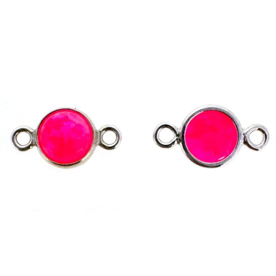 Wholesale 925 Sterling Silver Fancy 4mm Smooth Pink Bello Opal - Flat Back Tiny Round Bezel Connectors