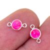 Wholesale 925 Sterling Silver Fancy 4mm Smooth Pink Bello Opal - Flat Back Tiny Round Bezel Connectors