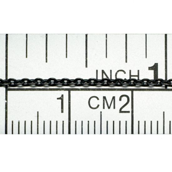 Wholesale Oxidized Sterling Silver Bulk Chain - 1.3x1.5mm Solid Flat Cable Chain (sold per foot)