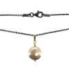 Wholesale Oxidized 925 Sterling Silver Necklace with Gold Filled White Freshwater Pearl Pendant - 18"