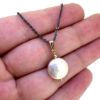 Wholesale Oxidized 925 Sterling Silver Necklace with Gold Filled White Freshwater Pearl Pendant - 18"