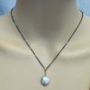 Wholesale Oxidized 925 Sterling Silver Necklace with Gold Filled White Freshwater Pearl Pendant - 18"