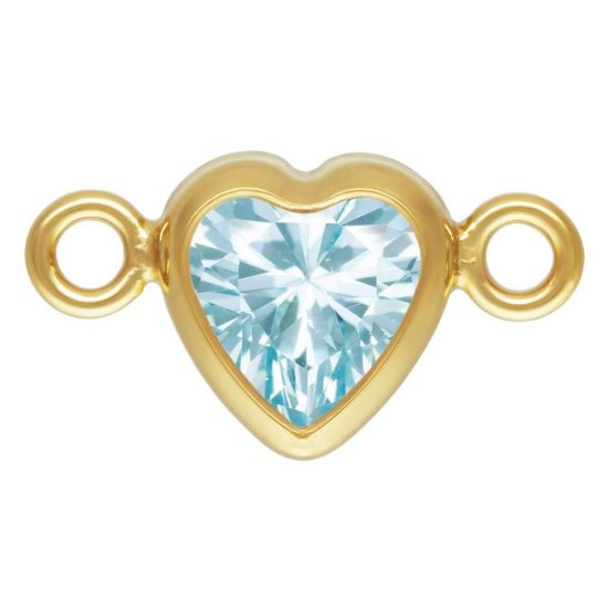 Wholesale 14K Gold Filled Fancy Tiny Heart Shaped Birthstone Bezel Connectors - AAA CZ Stones - 4mm (sold per piece)