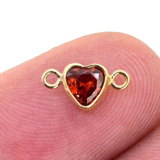 Wholesale 14K Gold Filled Fancy Tiny Heart Shaped Birthstone Bezel Connectors - AAA CZ Stones - 4mm (sold per piece)