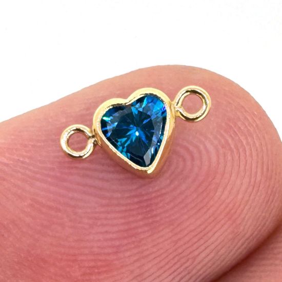 Wholesale 14K Gold Filled Fancy Tiny Heart Shaped Birthstone Bezel Connectors - AAA CZ Stones - 4mm (sold per piece)