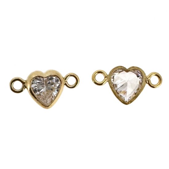 Wholesale 14K Gold Filled Fancy Tiny Heart Shaped Birthstone Bezel Connectors - AAA CZ Stones - 4mm (sold per piece)