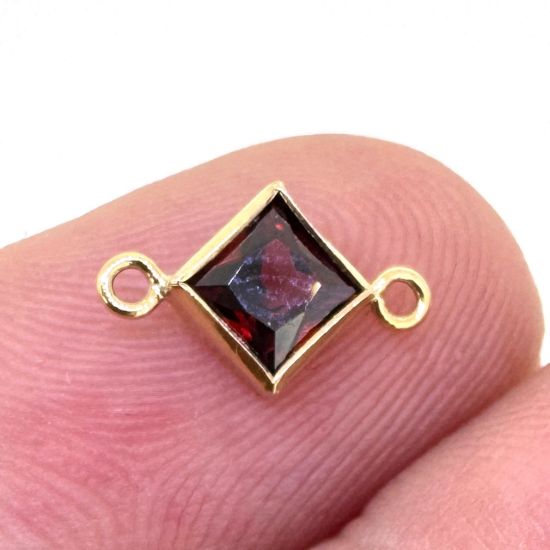 Wholesale 14K Gold Filled Fancy Tiny Diamond Shaped Birthstone Bezel Connectors - AAA CZ Stones - 4mm (sold per piece)