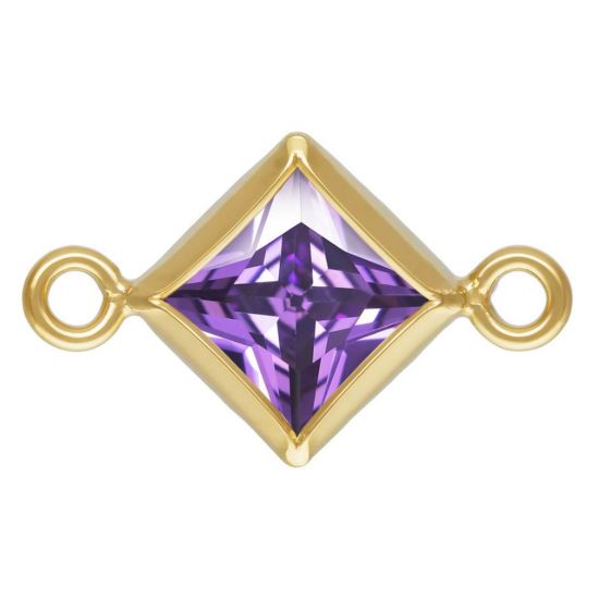 Wholesale 14K Gold Filled Fancy Tiny Diamond Shaped Birthstone Bezel Connectors - AAA CZ Stones - 4mm (sold per piece)